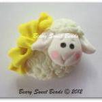 Easter Lamb Yellow Bow (h)