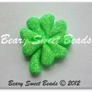 Lucky 4 Leaf Clover Lime Green (drilled horizontal)