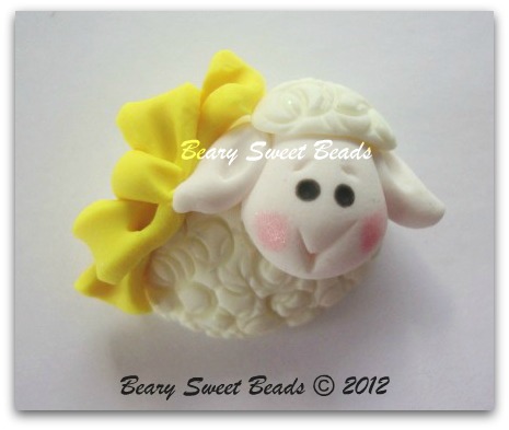 Easter Lamb Yellow Bow (h)